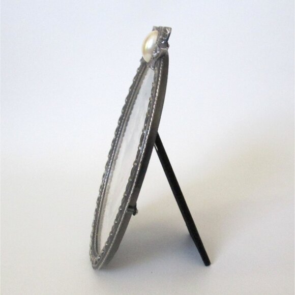 Vintage Malden Victorian Style Oval Picture Frame Bow Faux Pearl 5 x 7 - Picture 6 of 9